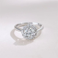 Bague de fiançailles exclusive en or blanc 18 carats avec diamant de laboratoire, motif étoile ronde fine, pour femme