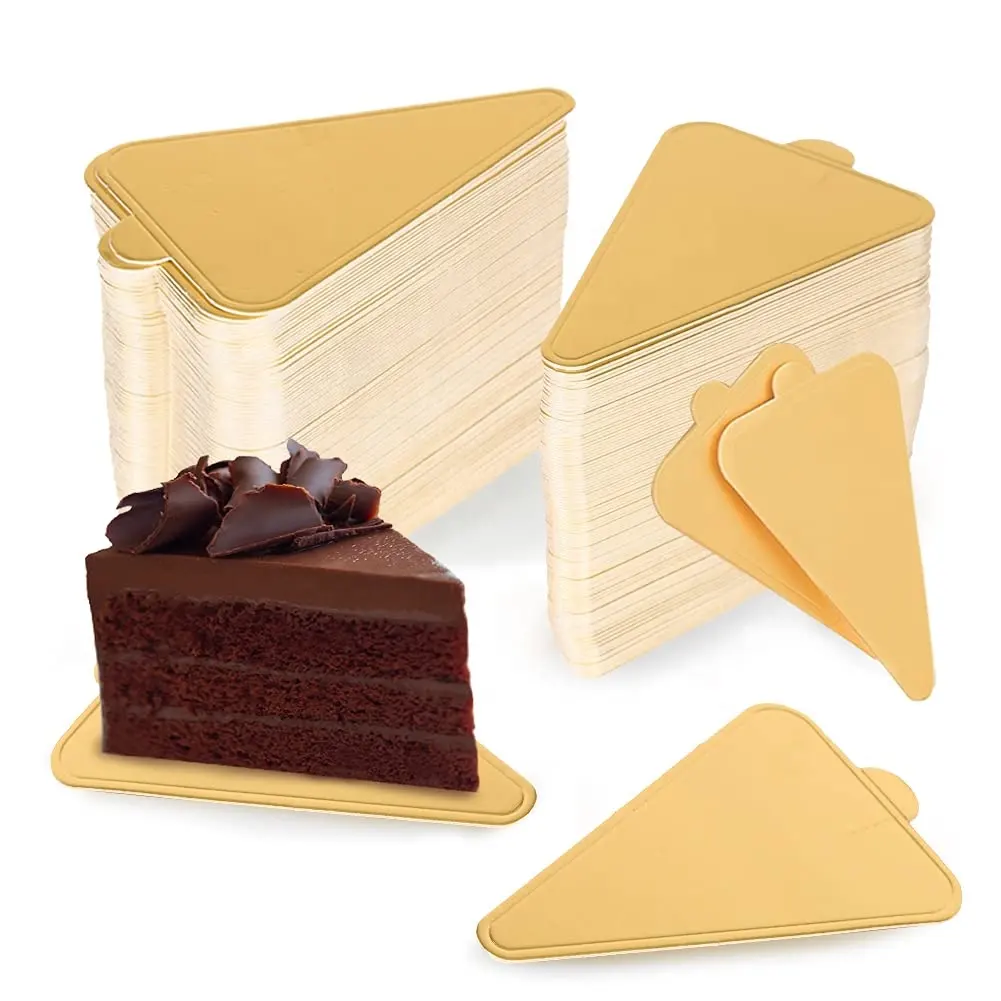 Wholesale Food Grade Premium Empty Gold Tray Triangle Takeaway Container Mini Metal Box Custom Wedding Cake Box