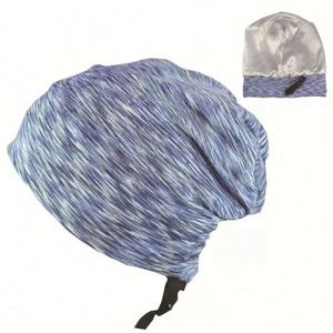 Bonnet <b>Beanies</b> Hair Cover Sleep Cap Adjustable Stay on Silk Lined Slouchy <b>Hat</b> for Running Night Sleeping - Product Image 4