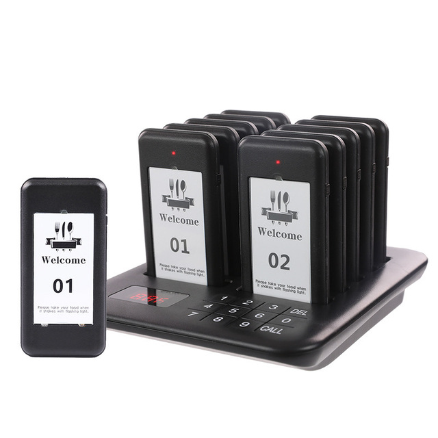 Wireless Restaurant Pager System with 10 Waterproof Vibrating Buzzers for Cafe Clinic Hospital Nursing Home
