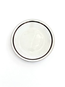 Assiette à dîner en porcelaine blanche personnalisée avec logo écologique, bordure argentée/dorée, qualité alimentaire, passe au lave-vaisselle - Product Image 1