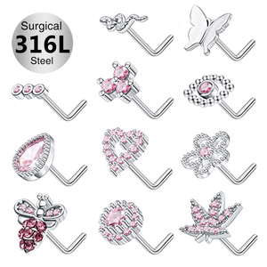 Toposh Butterfly New Designフラワーハート316Lステンレススチールゴールドスタッドセプタムノーズリング女性用ピアスノーズピアスセット - Product Image 3