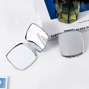 Draagbare opvouwbare dubbelzijdige roestvrijstalen mini handspiegel met gepersonaliseerd logo - Product Image 5