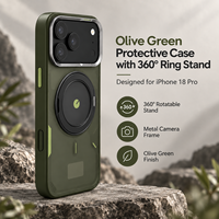 Étui de téléphone robuste pour iPhone 18 Pro avec protection pliable à 360° °   Support de téléphone avec pare-chocs de protection et cadre métallique pour appareil photo