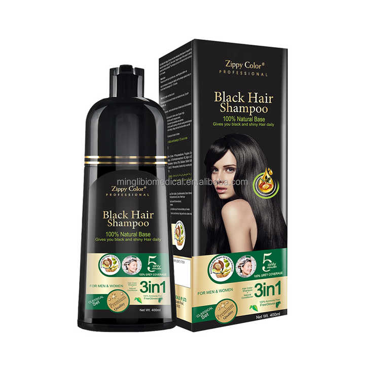 Best Gray Coverage Herbal Hair Dye Shampoo Long-Last Black Hair Color for Men 3 Years Permanent From China Free Sample