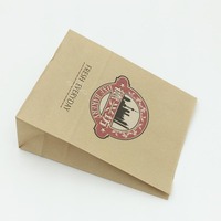Sac en papier SOS avec logo personnalisé, sacs en papier kraft biodégradables, fond carré, sans poignées, pour aliments et cadeaux