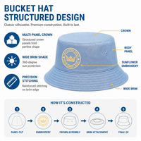 Sombrero de Pescador de Lino Natural Transpirable con Ala Ancha, Protección Solar UPF 50, Parche de Goma Personalizado con Logotipo, Casual, para Playa, Verano