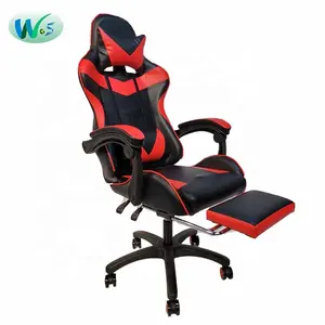 WS8043 bracciolo regolabile con schienale alto in pelle classica racing nero rosso sedie da corsa da gioco sedia da gioco con collegamento con pedali