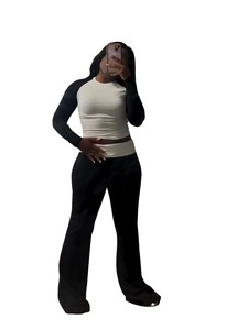 Conjunto de 2 piezas de manga larga con patrón sólido informal para mujer, pantalones ajustados de poliéster de otoño, traje cálido, cintura alta, color a juego - Product Image 4