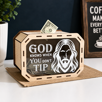 Boîte de collecte d'argent en bois, porte-monnaie transparent en bois, décoration artisanale faite à la main, présentoir de comptoir de café, cadeau