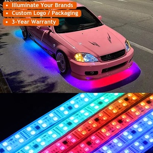 Двухрядная светодиодная подсветка днища автомобиля IP68, водонепроницаемая, с эффектом бегущих огней RGBIC, 6 шт., комплект для автомобилей - Product Image 1