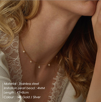 Collier pendentif en acier inoxydable plaqué or Woying avec imitation perle - Cadeau tendance pour femmes