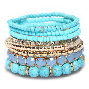 Women's Bohemian Style Stretch Multilayered <b>Beaded</b> <b>Bracelet</b> Set Stackable Fashion Jewelry - Product Image 3