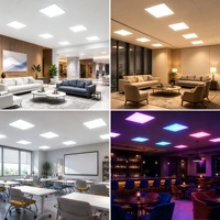 Panneau LED intelligent sans interstice 36W 620x620 RGB+CCT, réglable, compatible Wi-Fi, contrôle via l'application Tuya, intensité variable, pour maison et bureau, vente en gros usine