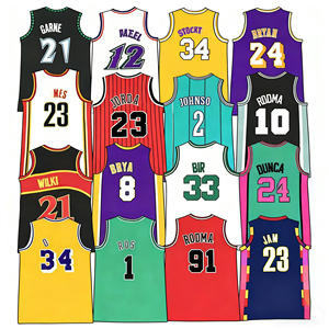 Maillot de <span class=keywords><strong>basket</strong></span> rétro américain 1990-2026, brodé, respirant, pour les équipes de Bryant, Johnson, Olajuwon, Garnett, Duncan - Product Image 1