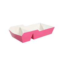 Boîte en papier kraft de qualité supérieure, écologique, en gros, à double compartiment, en forme de bateau, pour aliments
