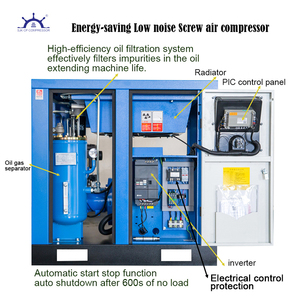 มอเตอร์สกรูแบบคงที่ 15kW 20HP พร้อม PLC VSD แรงดัน 7-12 บาร์ ควบคุมแบบสัมผัส ระบบระบายความร้อน รับประกัน 2 ปี ประสิทธิภาพสูง แบบถาวร - Product Image 5