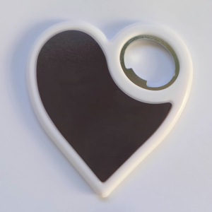 Recuerdo de Boda Magnético Personalizado, Posavasos y Abrebotellas de Acero Inoxidable con Forma de Corazón, Impresión a Color, 2 en 1, Duradero - Product Image 3