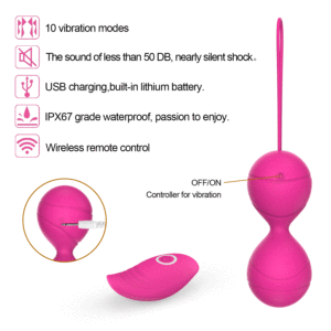 Y Liefde Geen Geur Volledig Siliconen Goede Huid Touch Vibrerende Ei Draadloze Afstandsbediening Kegel Ballen 2 In 1 Set kegel Vagina Strakker - Product Image 5
