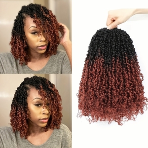 Venta al por mayor <span class=keywords><strong>de</strong></span> <span class=keywords><strong>cabello</strong></span> sintético Yanky Twist para crochet, <span class=keywords><strong>trenzas</strong></span> pre-enlazadas <span class=keywords><strong>de</strong></span> 10 pulgadas, trenzado esponjoso, rizado estilo Yankee Twist - Product Image 1