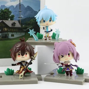 7 pièces/ensemble 8CM <span class=keywords><strong>Genshin</strong></span> <span class=keywords><strong>Impact</strong></span> Kaeya Diluc <span class=keywords><strong>Paimon</strong></span> Klee Zhongli Figurine de personnage de dessin animé en PVC Jouet poupée Boîte aveugle - Product Image 3