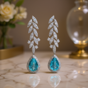 Orecchini Pendenti E1956 in Acquamarina, Argento 925, Montatura a Goccia, Gioielli Classici da Sposa per Donna - Product Image 2