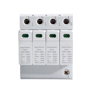 Dispositivo de Protección Contra Sobretensiones 4P SPD 385V 20KA 40KA, <span class=keywords><strong>Protector</strong></span> Contra Sobretensiones de Rayos AC para Riel DIN, <span class=keywords><strong>Protector</strong></span> Contra Sobretensiones de Bajo Voltaje - Product Image 1