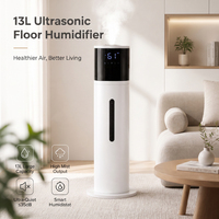 Humidificateur d'air électrique ultrasonique en plastique 13L avec humidistat, brume froide, remplissage par le haut, 400ml/h, garantie 1 an