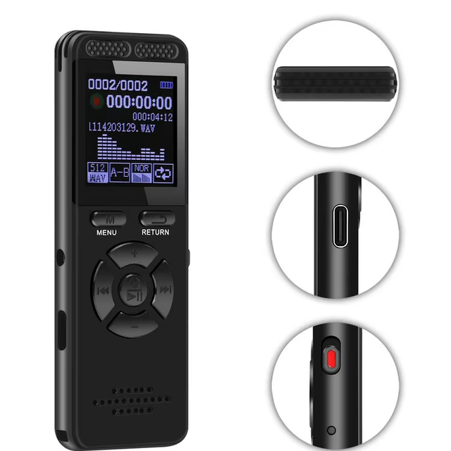 D00 Mini Digital Voice Recorder Professional HD Recording with Built-in Mic WAV MP3 Player for Lectures Meetings