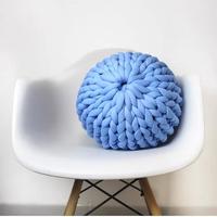 Pouf décoratif en coton doux tricoté en tube, coussin en forme de citrouille, coussin en tricot épais pour la décoration de la maison, lit et canapé