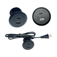 Soket Daya Grommet bulat USB tersembunyi di meja, furnitur kantor Tipe C Power Grommet