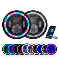 Feux de jour colorés Rubicon pour Wrangler, 7 pouces, RGB, Angel Eyes, quatre perles, ouverture, 100W