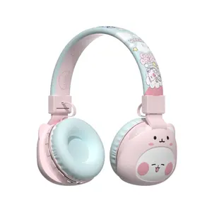 Over Head Cat Girl 3D Cartoon Animal Small Mini Wireless Earphone Kt 49headphone Replace Ear Cup High Quality Kids Headphones