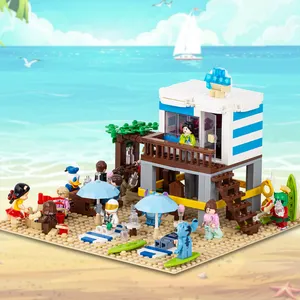 MOC4068 Creative Street View Summer Beach Model Bricks blocchi di costruzione architettonica educativi assemblare giocattoli regali per bambini