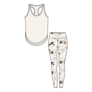 Custom summer hot sale girls tank tops and pants Kids Vest Solid Sleeveless Tops Skin Yoga Tops fitness running Yoga sets
