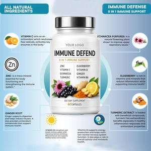 Complément alimentaire Natural Immune Defend 8 1 capsules, zinc, <span class=keywords><strong>vitamine</strong></span> C, soutient le système immunitaire, <span class=keywords><strong>bienfaits</strong></span> antioxydants, 60 capsules, GMP - Product Image 6