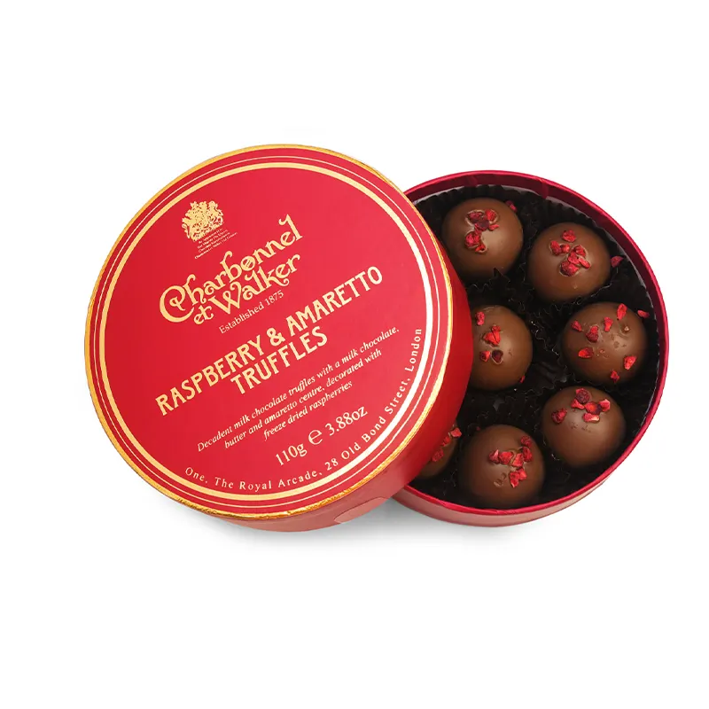 Aangepaste Lege Luxe Ronde Magnetische Chocolade Bonbon Truffel Goud Folie Geschenkdozen Verpakking Voor Chocolade Met Verdelers