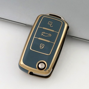 Funda de TPU con Borde Dorado para Llave de Coche Personalizada, Compatible con <span class=keywords><strong>VW</strong></span> Golf, Polo, Tiguan, Passat, Caddy, Funda para Llave Plegable, Bolsa para Control Remoto - Product Image 4