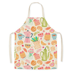 Linen-Like Work <b>Apron</b> with Summer Orange Print Breathable Sleeveless Design Adults & Parent-<b>Child</b> Housework Fruit Pattern <b>Apron</b> - Product Image 2