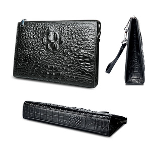 Long <span class=keywords><strong>portefeuille</strong></span> en <span class=keywords><strong>cuir</strong></span> de crocodile pour hommes avec fermeture à glissière à la mode, fabriqué à la main pour le voyage - Product Image 6