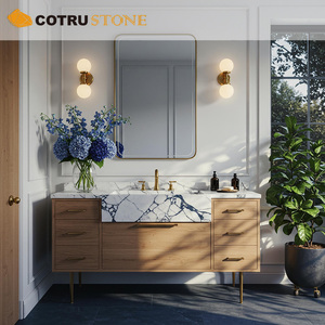 Mobile da Bagno di Lusso con Doppio Lavabo in Marmo Calacatta Viola e Top in Pietra Naturale Personalizzato - Product Image 3