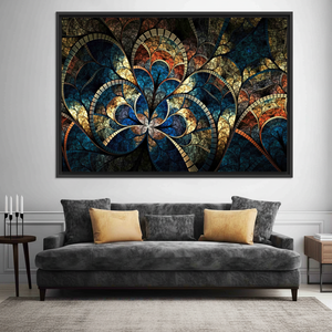 Elegant Fractal Gold Pattern Printed <b>Canvas</b> Artwork - Modern Decor,BLACK <b>FRAMED</b> <b>CANVAS</b> - Product Image 3