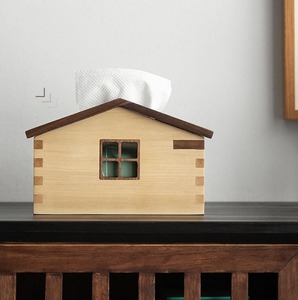 Caja de pañuelos de madera mini de diseño clásico, soporte y organizador de almacenamiento pequeño para el hogar - Product Image 3