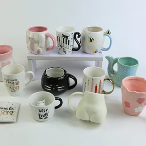 Mug Keramik Panda Cangkir Kopi Keramik dengan Bentuk Panda Mug Hewan 3d