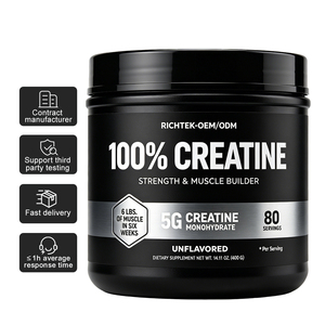 Richtek Creatina Monohidrato Micronizada en Polvo 400g Sin Sabor, Suplemento para el Desarrollo Muscular, Fuerza y Rendimiento, 80 Porciones, OEM - Product Image 1