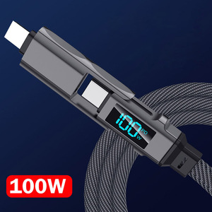 Cavo Dati di Ricarica Rapida 4 in <span class=keywords><strong>1</strong></span> Aggiornato con Display LED, Intrecciato Piatto in Lega di Zinco, USB/Type-<span class=keywords><strong>C</strong></span> a Type-<span class=keywords><strong>C</strong></span>/8 Pin, 1M/<span class=keywords><strong>1</strong></span>.5M/2M per iPhone 17 - Product Image 5