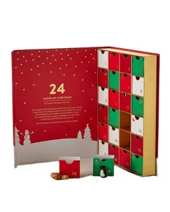 Boîte de compte à rebours de calendrier de l'avent alternatif personnalisé en gros boîte d'emballage cadeau de calendrier de l'avent en papier pour Noël
