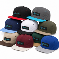 Casquette de baseball personnalisée à visière plate bicolore avec patch logo en caoutchouc, style streetwear structuré, fabrication OEM ODM, marque privée