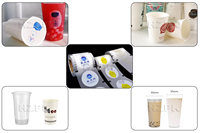 HZPK Petite Machine de Scellage de Gobelets pour Eau, Jus, Yaourt Liquide – Scelleuse Semi-Automatique pour Équipement de Boutique de Bubble Tea