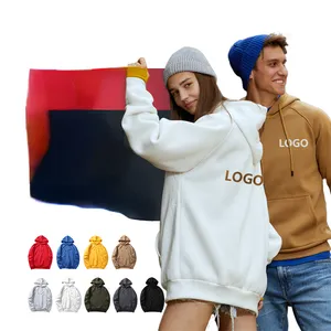 Sudadera con capucha Lisa para hombre, con logotipo personalizado en blanco, bordado, Unisex, tela tejida, estampado de calle